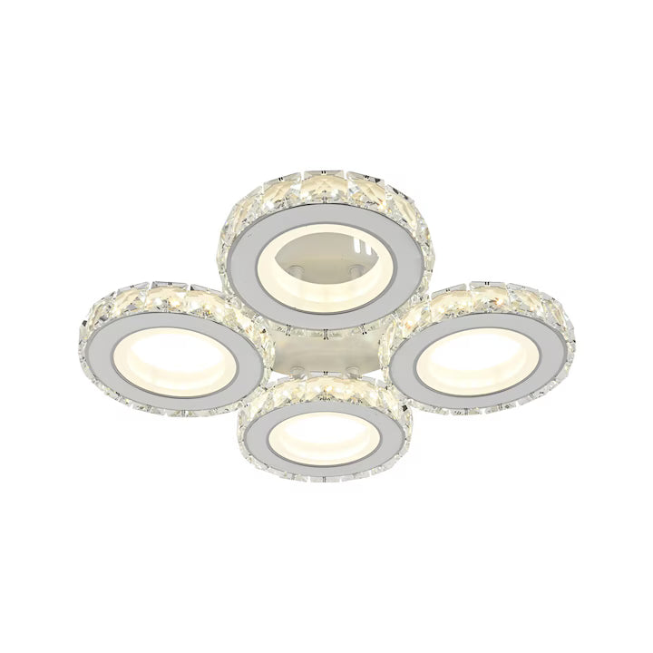 Lustra LED 19373/4WH+CR cu telecomandă, 96W, lumină reglabilă 3000–6500K, design modern alb și crom