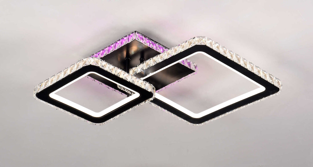 LUSTRĂ LED CU TELECOMANDĂ, 72W, LUMINĂ REGLABILĂ 3000K–6500K, 390×390×130 MM, DESIGN PĂTRAT MODERN