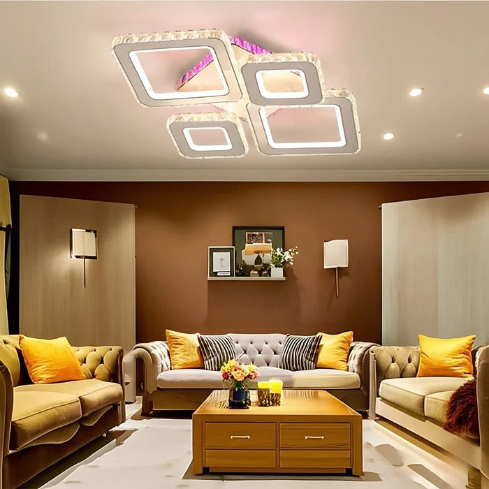 LUSTRĂ LED CU TELECOMANDĂ, 162W, LUMINĂ REGLABILĂ 3000K–6500K,40cmx55cm , DESIGN MODERN PENTRU SPAȚII MARI