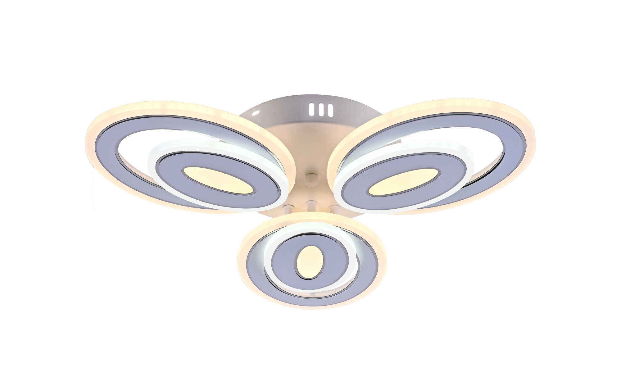 Lustră LED modernă cu cristale, 6 surse de lumină, Ø ≈ 510 mm, 60W total, finisaj alb & crom – model 19460/3+3