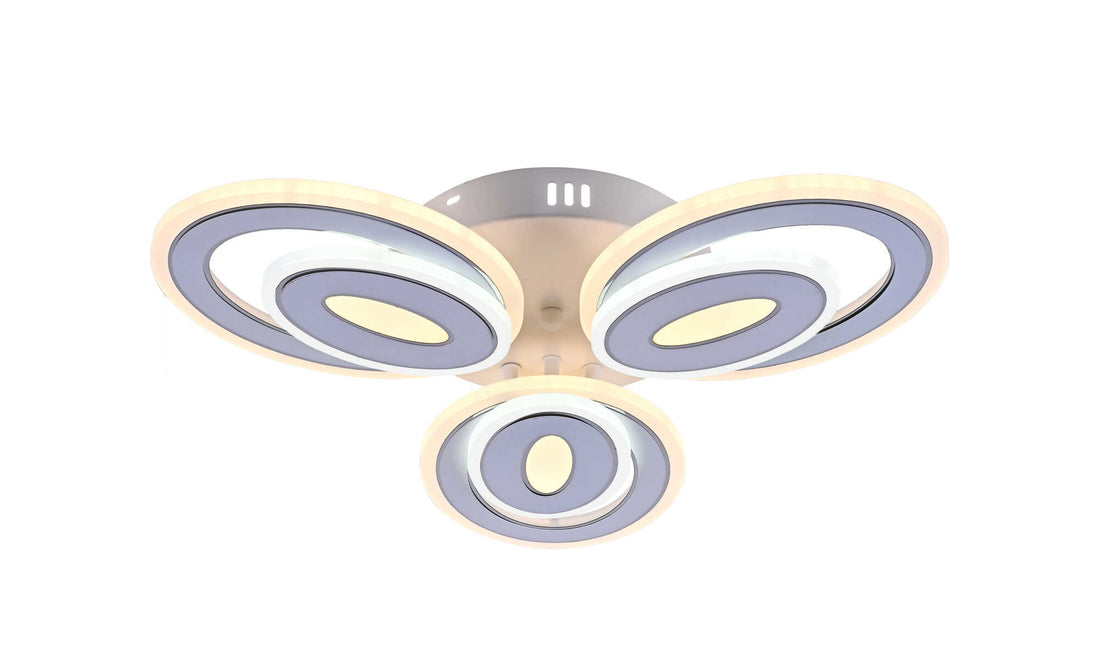 Lustră LED modernă cu cristale, 6 surse de lumină, Ø ≈ 510 mm, 60W total, finisaj alb & crom – model 19460/3+3