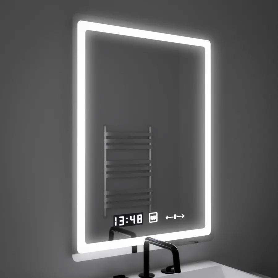 Oglinda LED Senzor W09/ 60x80cm cu Dezaburire si Ceas | Colectia Marcello
