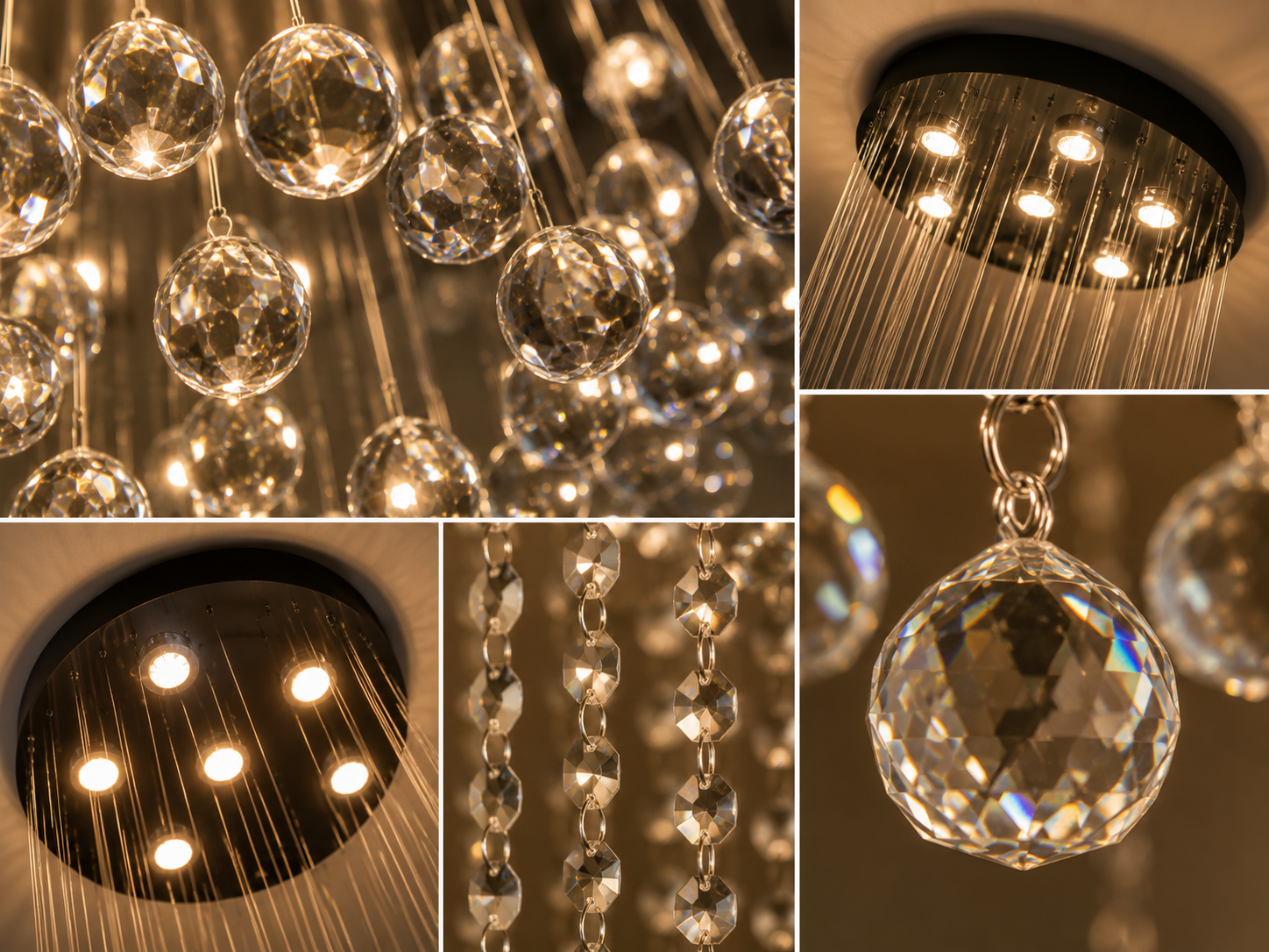 Candelabru LED cu cristale, 500×500×550 mm, 35W, 4000K, fără telecomandă, 6208/7