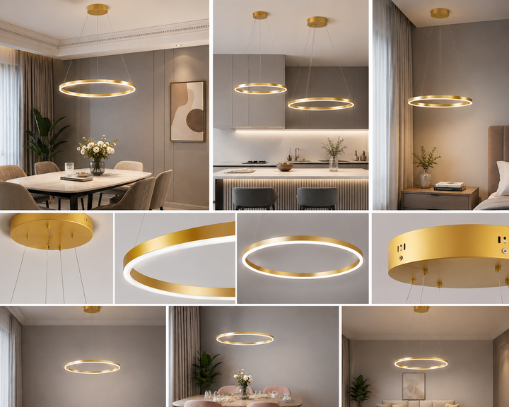 Pendul Led cu cerc A19/600mm-68W Auriu