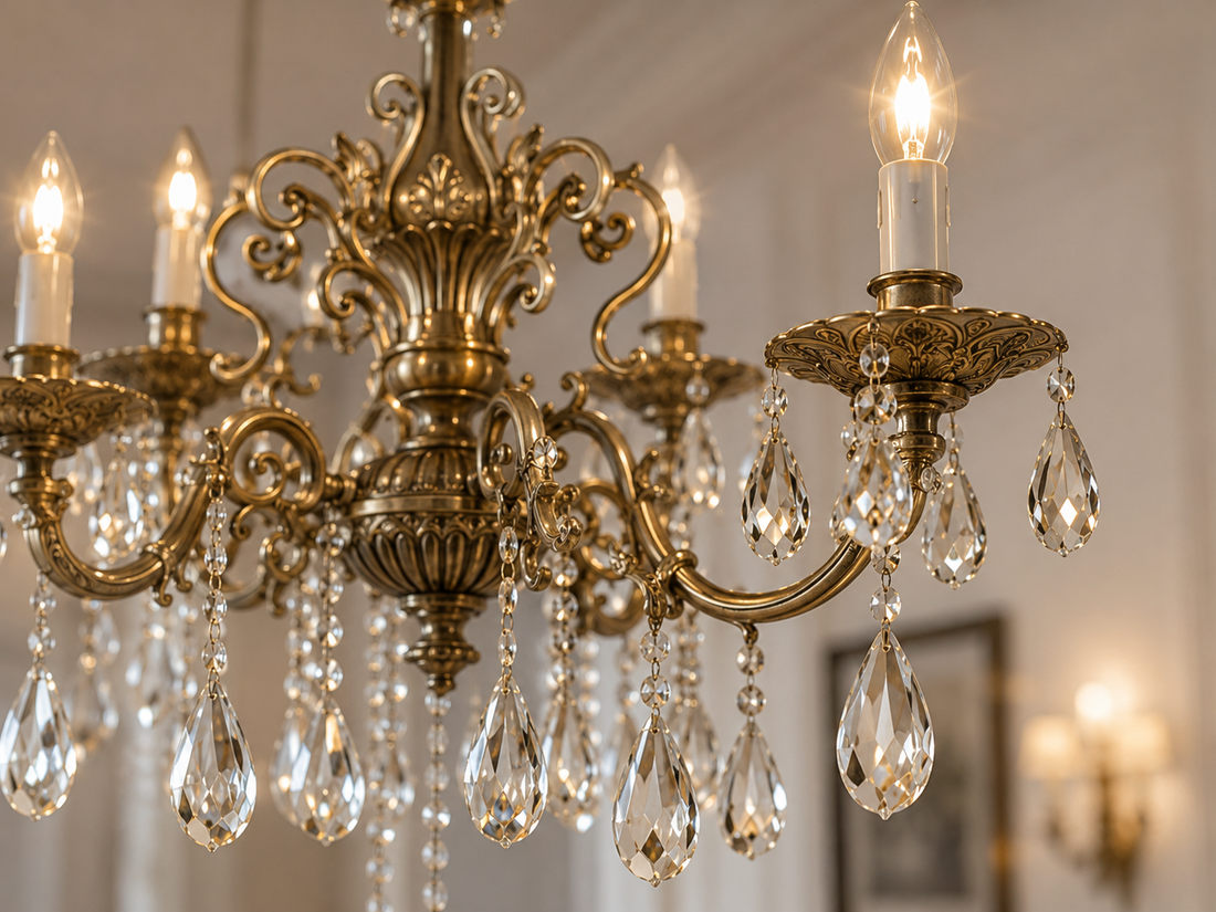 Candelabru Clasic Cu Cristale ,6 Brațe,Soclu E14 2260/6