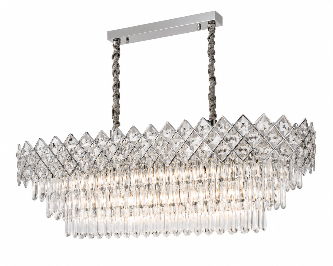 CANDELABRU RECTANGULAR CU CRISTALE 8650/800+300, 8 × 60W