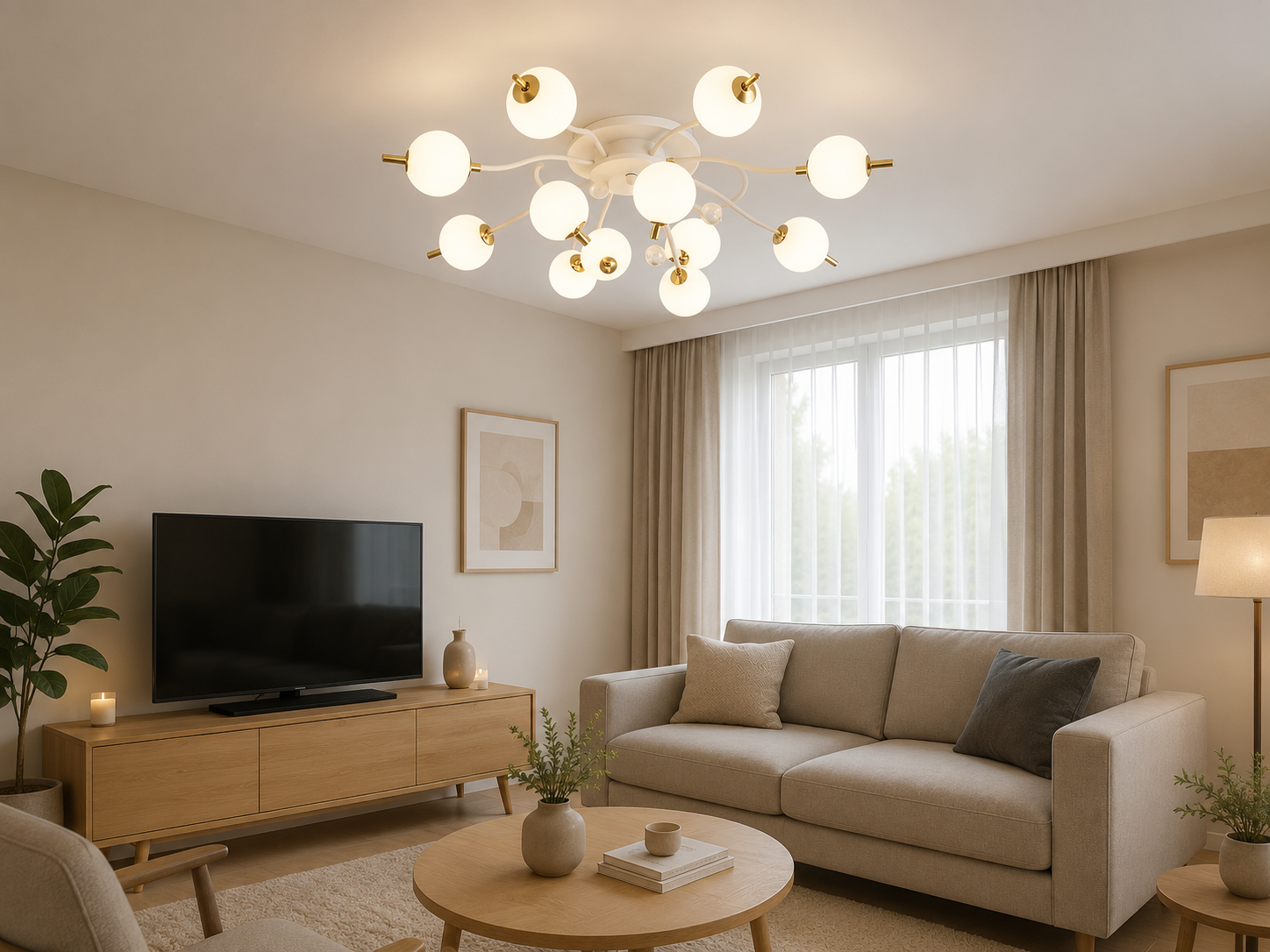Lustră LED cu Telecomandă L77131/8+4C WH+FGD, 192W, 3000–6500K, Ø796mm