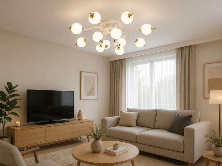 Lustră LED cu Telecomandă L77131/8+4C WH+FGD, 192W, 3000–6500K, Ø796mm