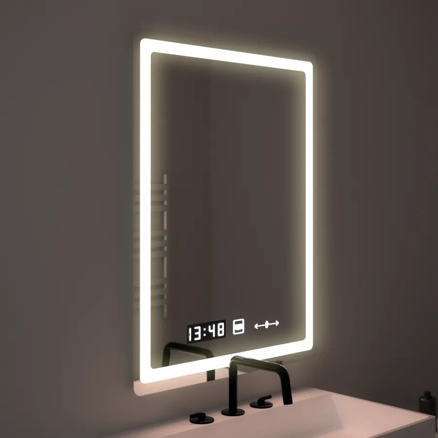 Oglinda LED Senzor W09/ 60x80cm cu Dezaburire si Ceas | Colectia Marcello