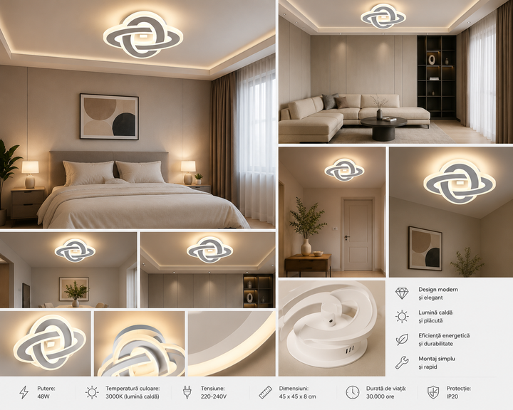 Aplica LED 60W, Ø240 mm, lumină reglabilă 3000–6500K – model 19145/240