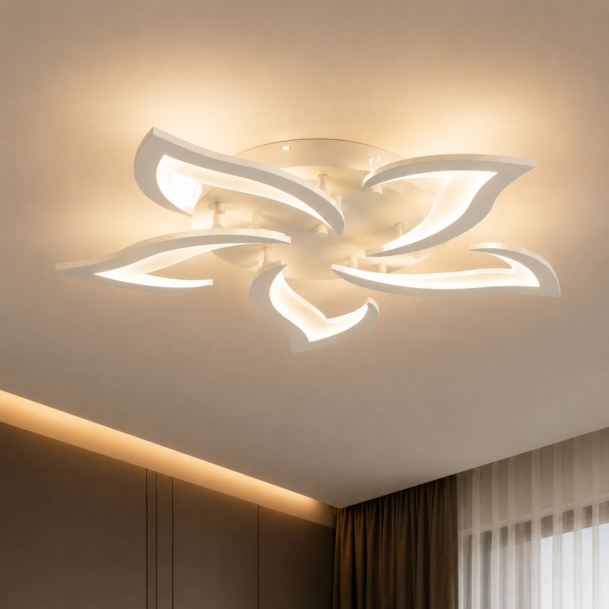 Lustra LED 70W cu telecomandă, Ø605 mm, lumină reglabilă 3000K–6500K – model 19302/5N WH