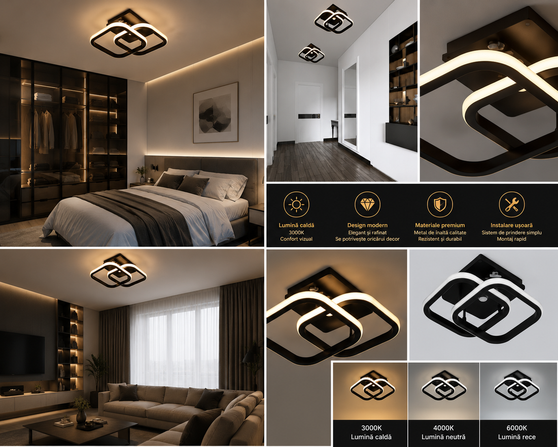 Aplica LED moderna neagra 22W, lumina neutra – 71363/2BK Senzor