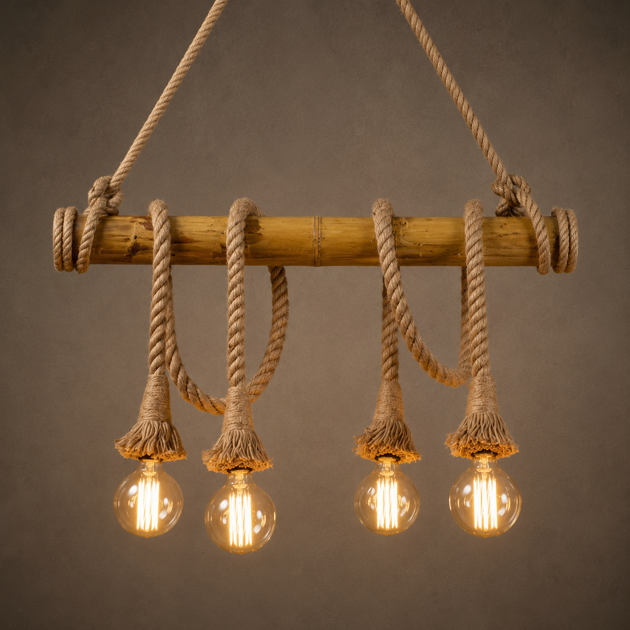 Pendul rustic cu 4 becuri, Ø600×H500 mm, E27 max 60W, C023/4