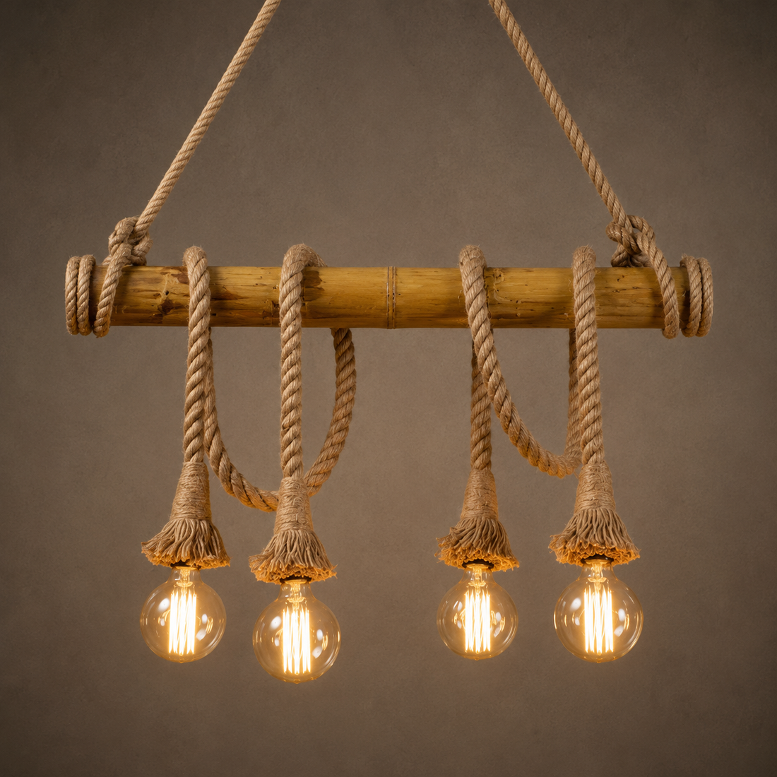 Pendul rustic cu 4 becuri, Ø600×H500 mm, E27 max 60W, C023/4