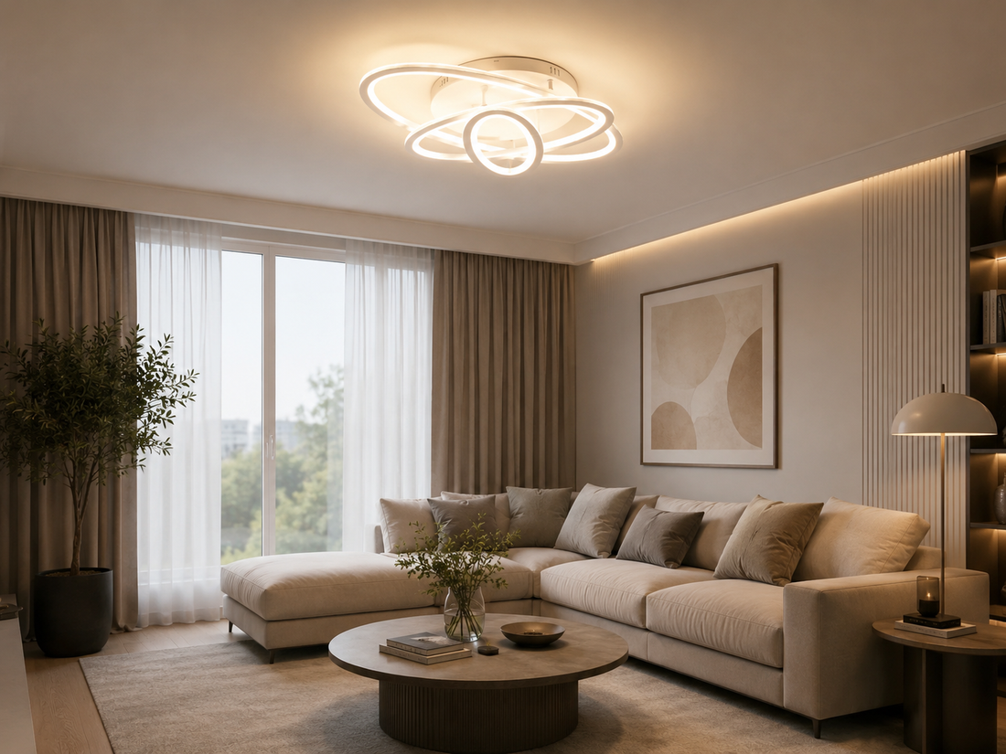 LUSTRĂ LED 19082/3 WH CU TELECOMANDA,LUMINA REGLABILĂ 3000K-6500K