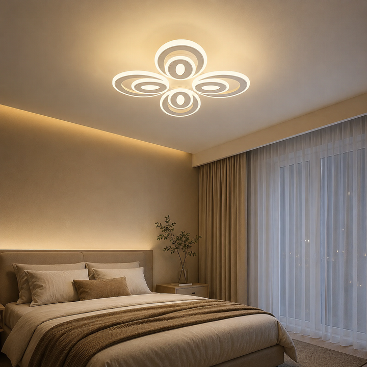 Lustra LED modernă cu telecomandă – 19460/4+4 WH, 80W, alb + crom, 3000-6500K