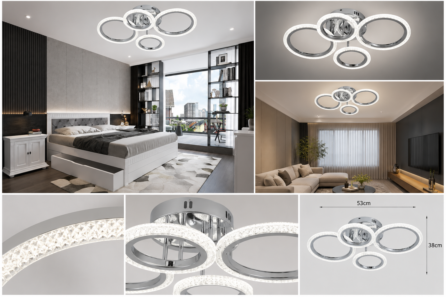 Lustra LED cu telecomanda, Model 26056/2+2CR