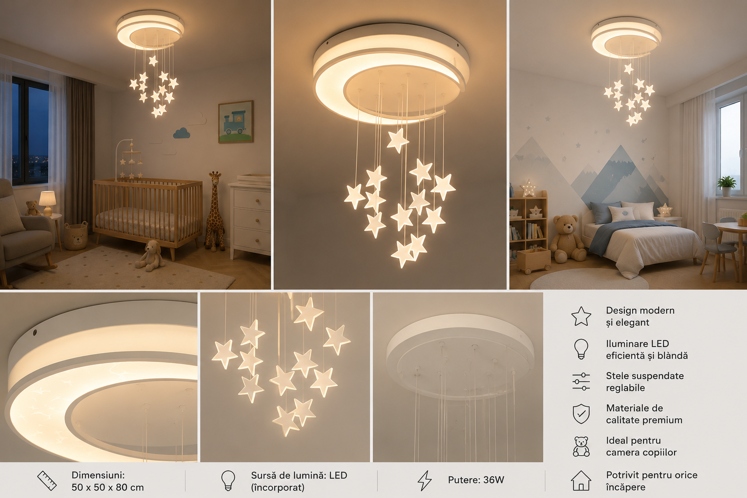 Lustră LED modernă albă 60W, lumina reglabilă – 73053/500WH