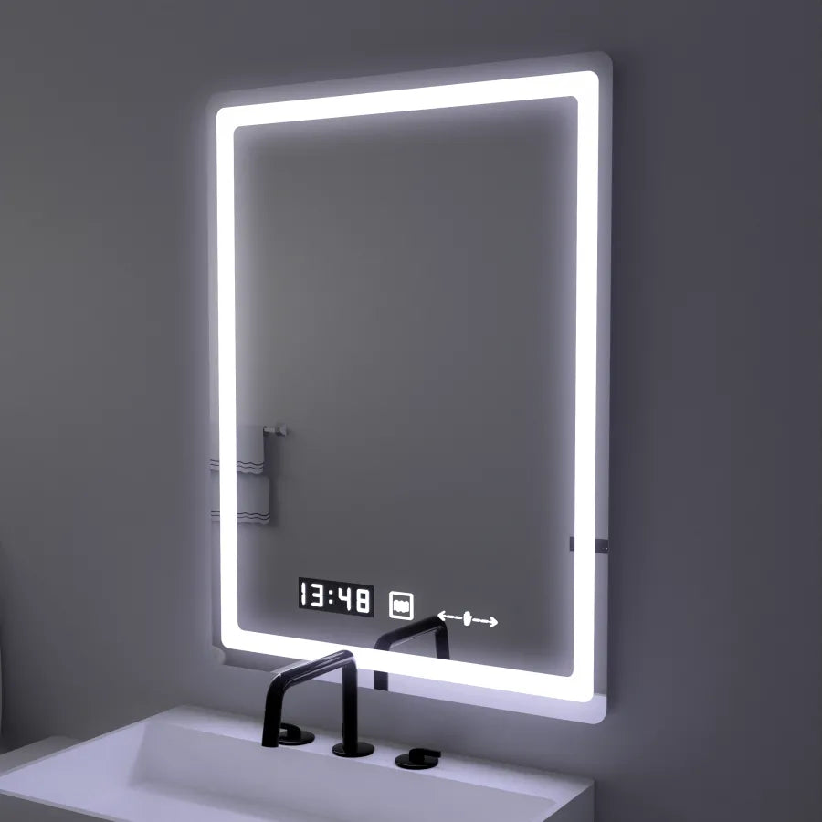 Oglinda LED Senzor W09/ 60x80cm cu Dezaburire si Ceas | Colectia Marcello