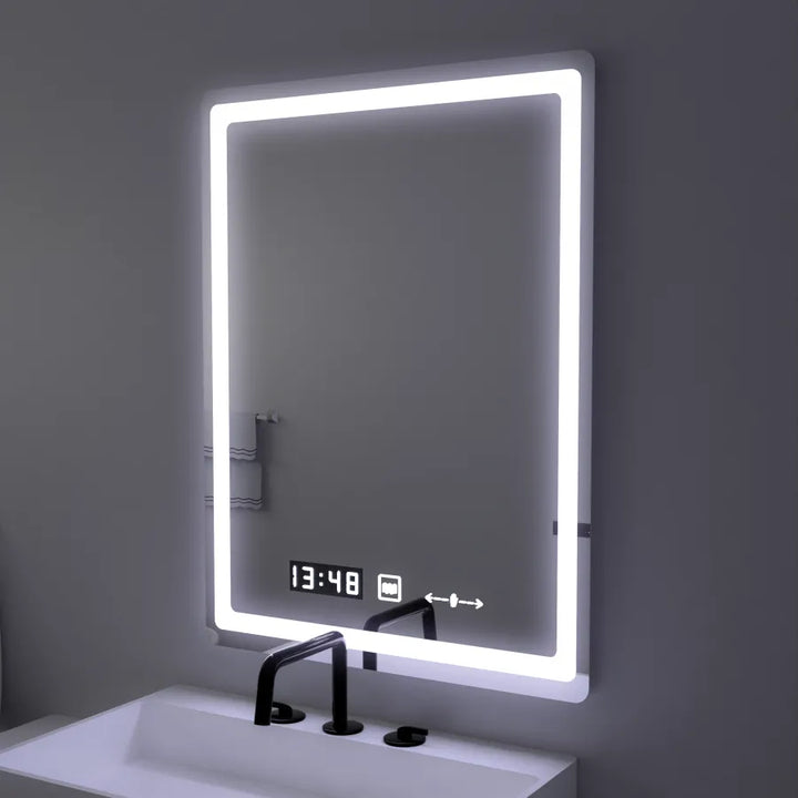 Oglinda LED Senzor W09/ 60x80cm cu Dezaburire si Ceas | Colectia Marcello