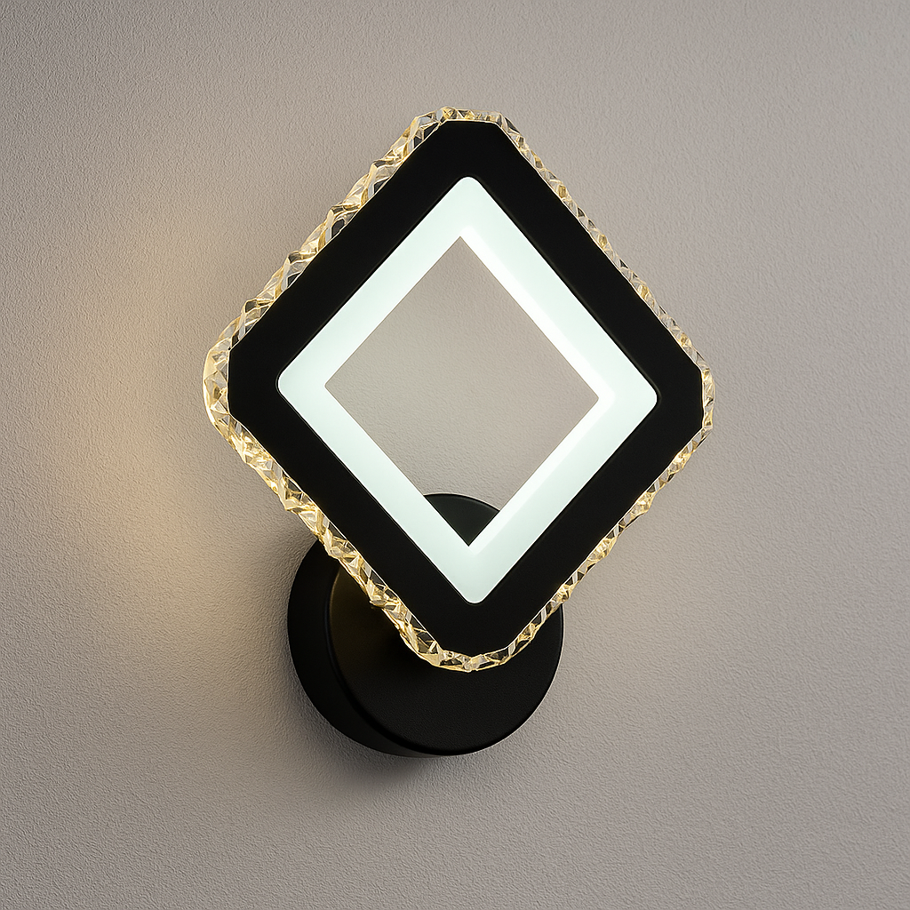 Aplica de perete LED, 2x13W, lumina reglabila 3000K–6500K, 230×197×55 mm, finisaj negru + crom