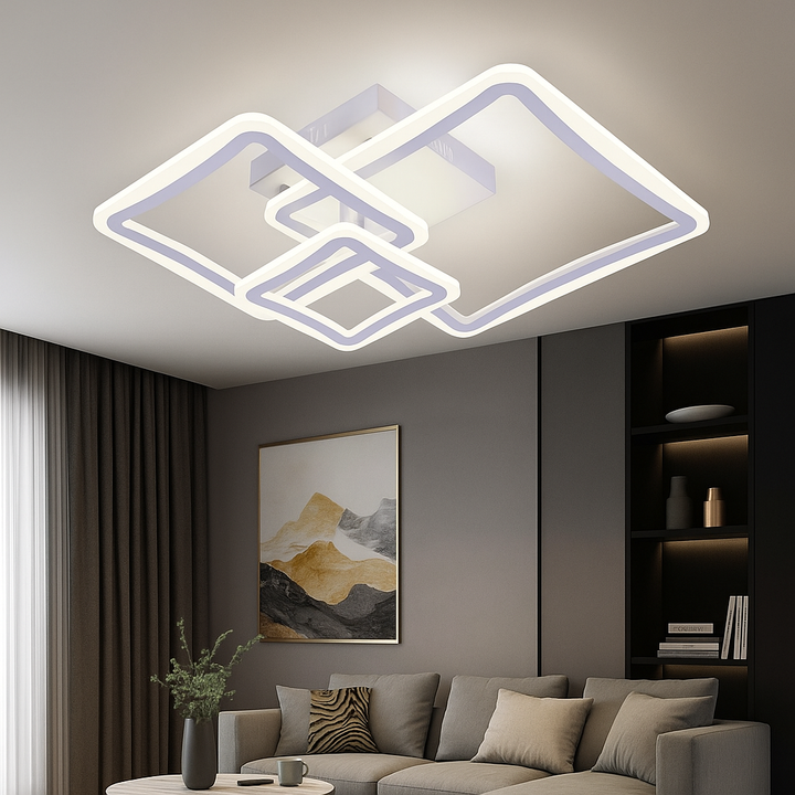 Lustra LED cu telecomanda, Model 6042-3, Alb, 120W