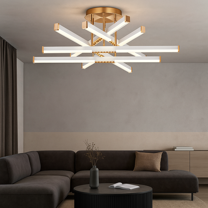Lustra LED Modernă 9374/6 – Design Geometric cu Telecomandă