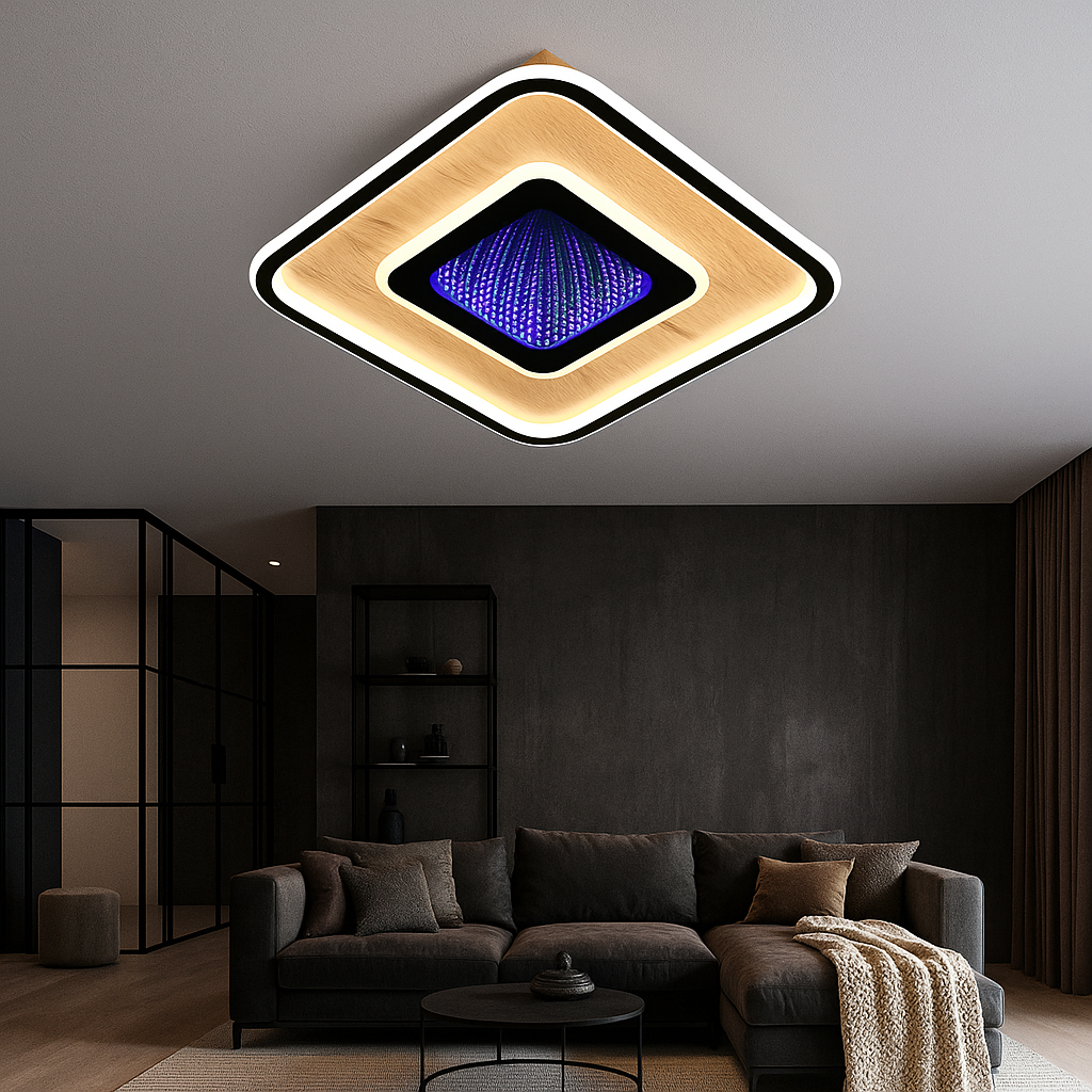 Lustra LED 9426/400 – Design Modern cu Finisaj Lemn