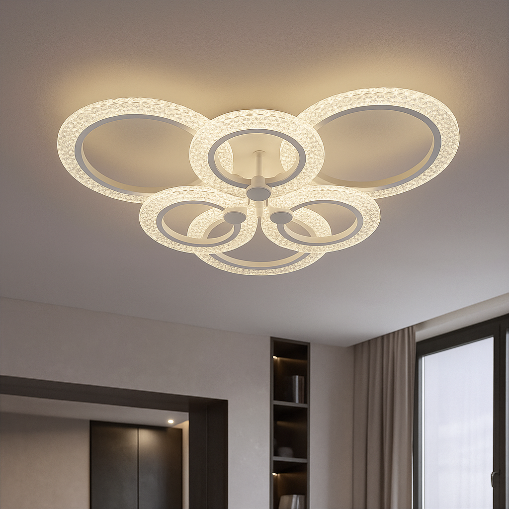 Lustra  LED Ø643×H110 mm, 2x54W, design rotund elegant cu lumină reglabilă și telecomandă 7277/4+2WH