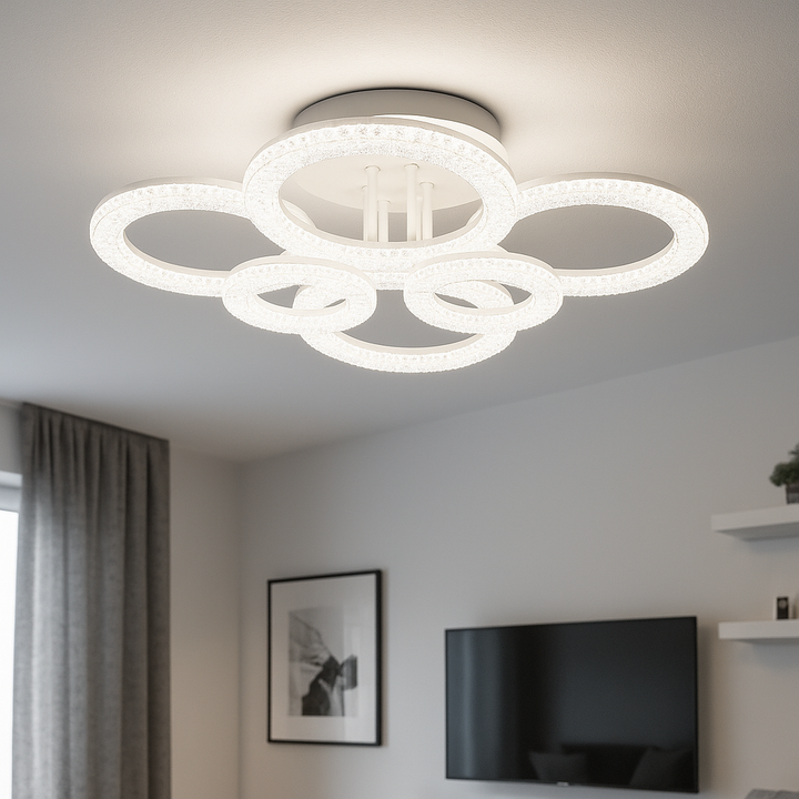 Lustra LED L7277/4+2 168W, dimensiune 708×575×160 mm, lumină reglabilă 3000–6500K, cu telecomandă