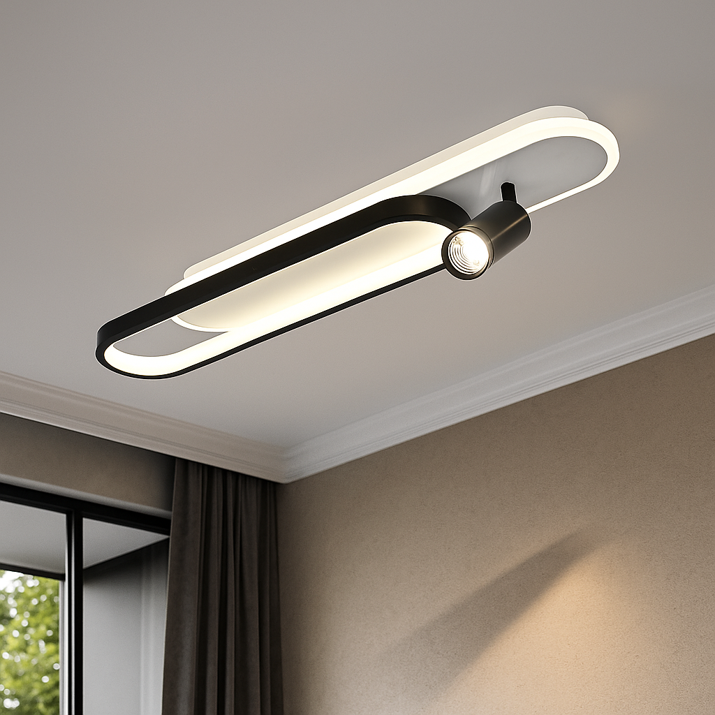 Aplica  LED L7388/2WH+BK cu Spot Direcțional – Alb & Negru, 79W, Telecomandă, 3 Tipuri de Lumină