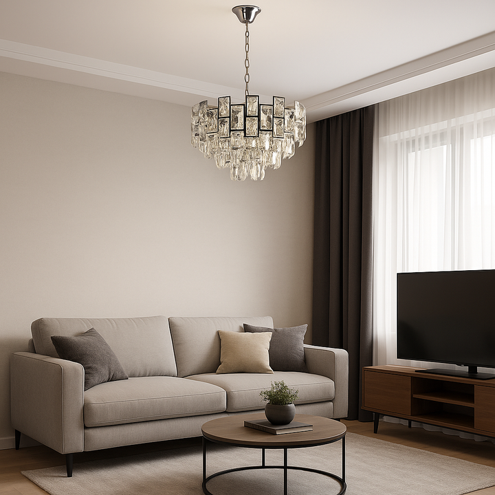 Candelabru Elegant cu Cristale, Ø400 mm, 5xE27 Max 60W, Design Cromat – Model 2093-400