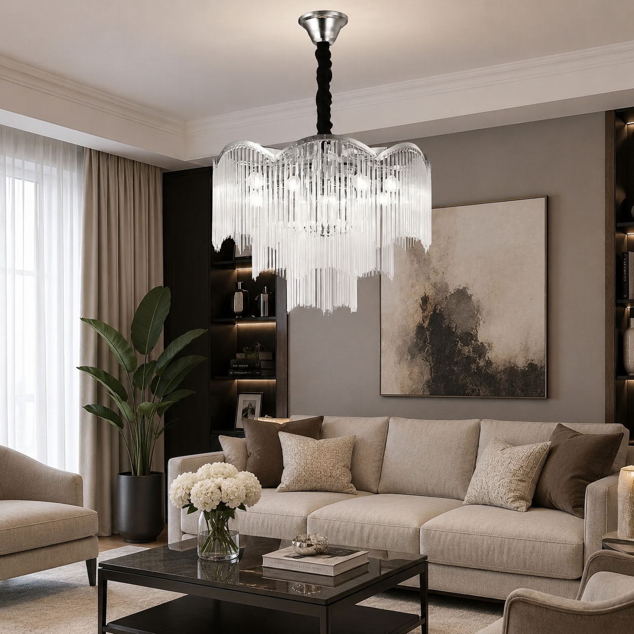 Candelabru elegant Ø600×H450 mm, 10 becuri E14, finisaj cromat – model 5511/600 CH