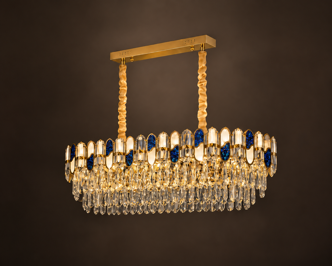 Candelabru elegant cu cristale, Ø800 mm, 8xE27, temperatură 2800–6500K – model 9028/800×350