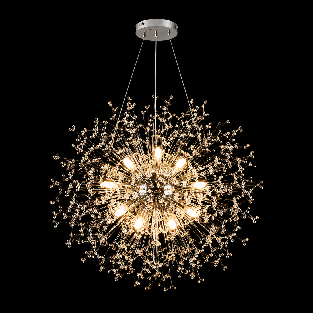 Pendul decorativ cu cristale 12 surse, design elegant, Ø55 cm, H80 cm – Model 26011/12