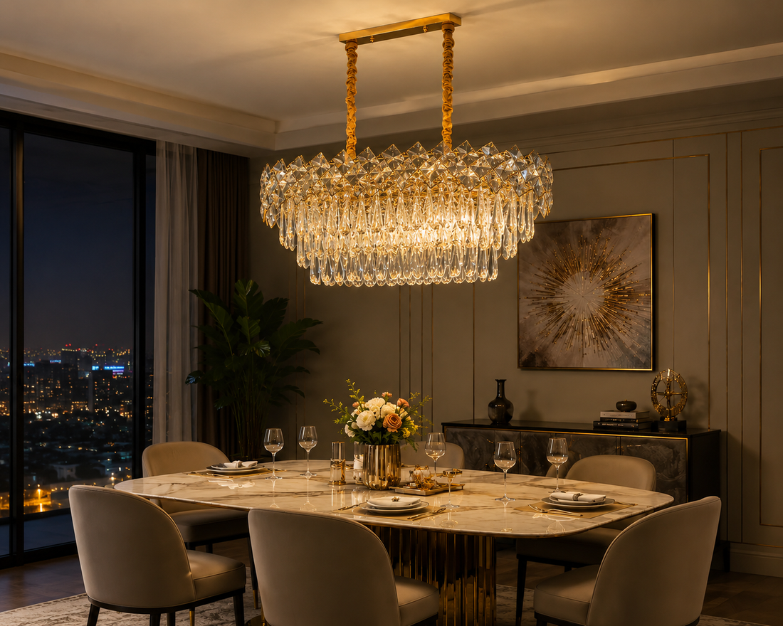 CANDELABRU RECTANGULAR CU CRISTALE 8650/800+300, 8 × 60W