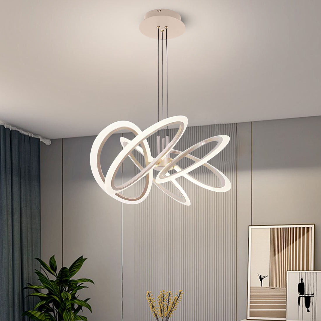 Pendul LED auriu F2802/5D GD – 160W, 3300K-6500K, telecomanda inclusă