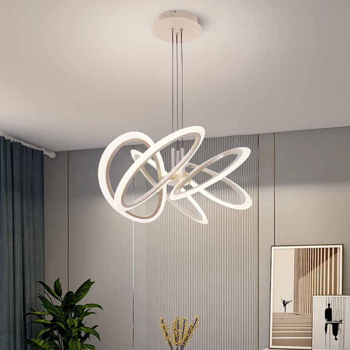 Pendul LED auriu F2802/5D GD – 160W, 3300K-6500K, telecomanda inclusă