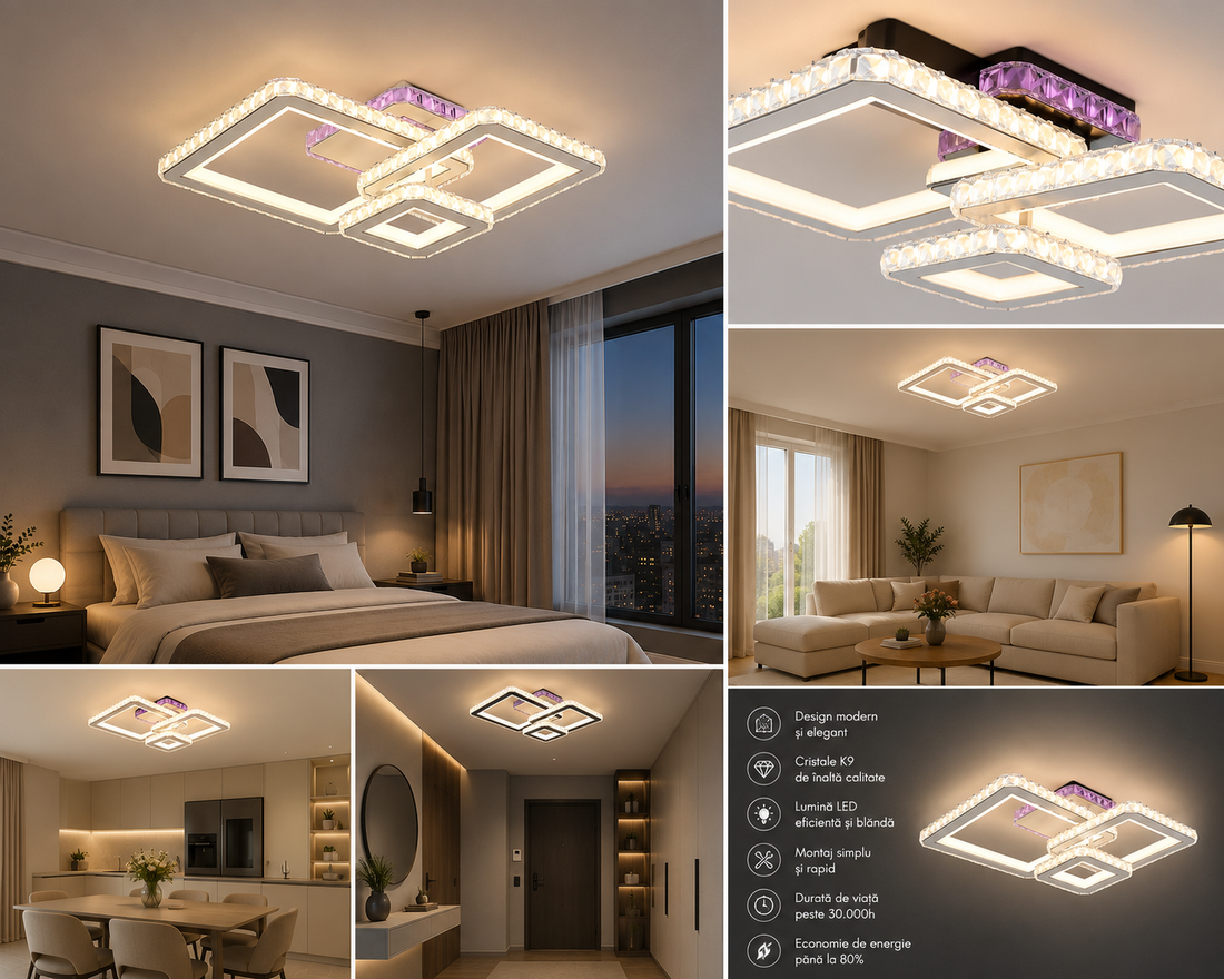 Lustra LED moderna alb si crom cu cristale – L7965/3CZ WH+CR