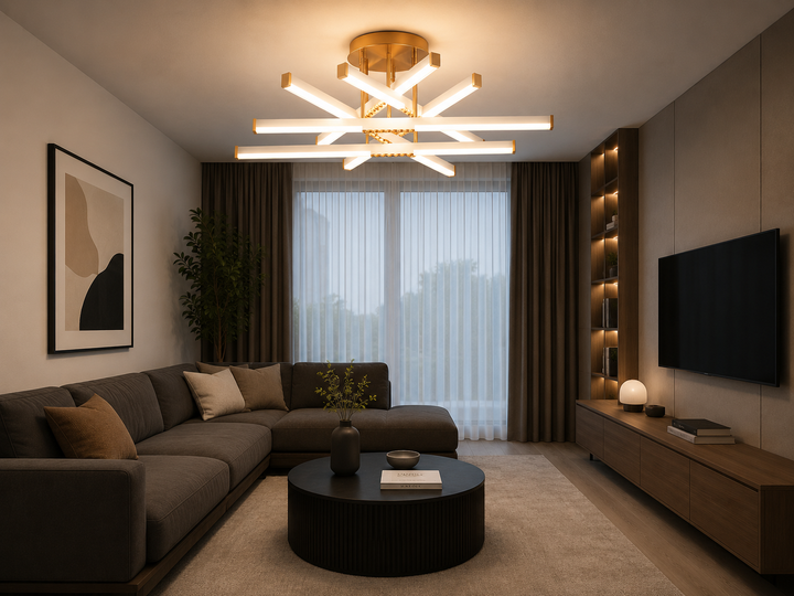 Lustra LED Modernă 9374/6 – Design Geometric cu Telecomandă
