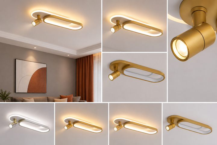 Aplica LED 7388/2FG CU SPOT DIRECȚIONAL – ALB & AURIU 79W,  3 TIPURI DE LUMINA