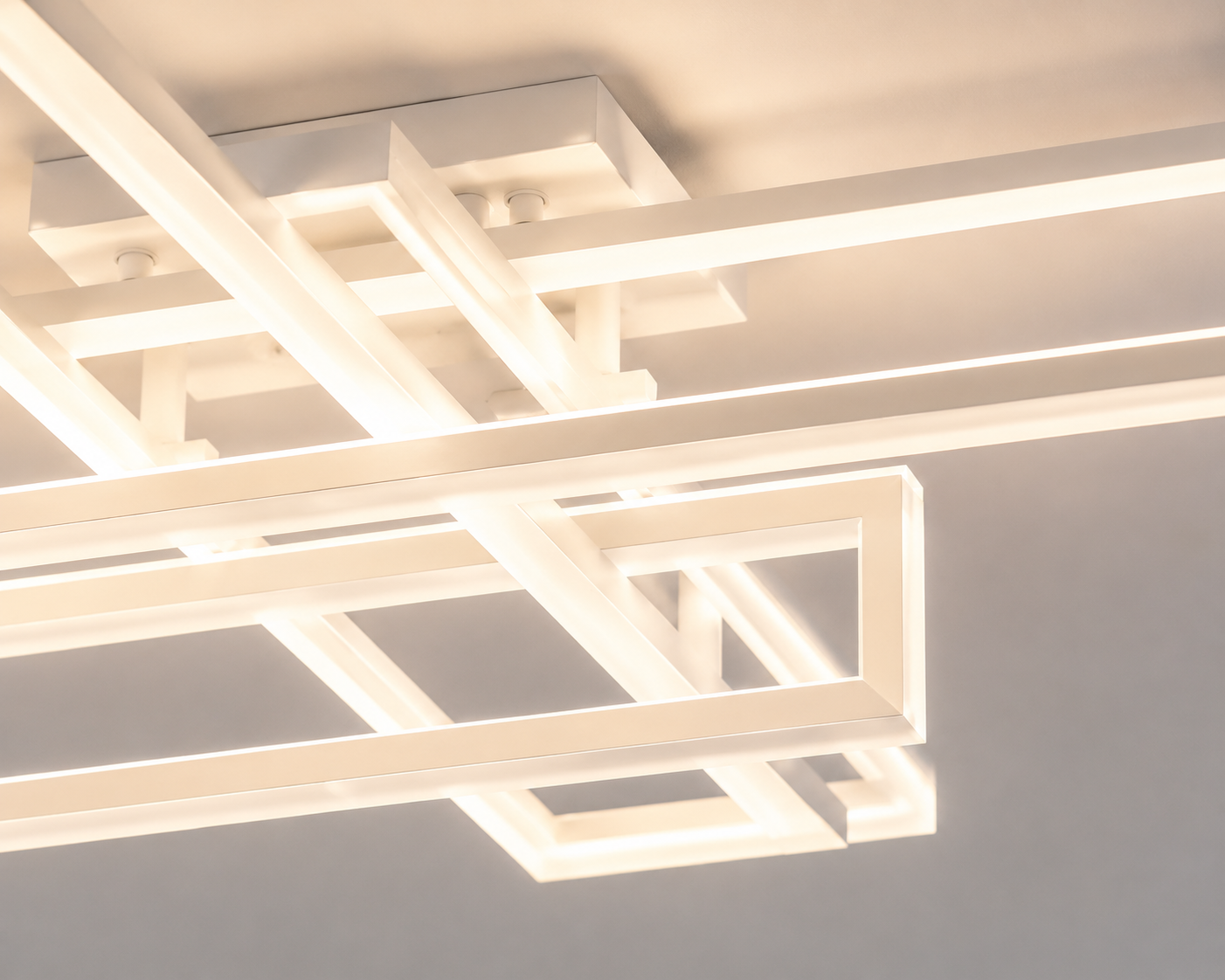 Lustra LED cu telecomanda, 192W, Lumina Reglabila 3000-6500K, Design Geometric, Alb, Model L77283/2+2