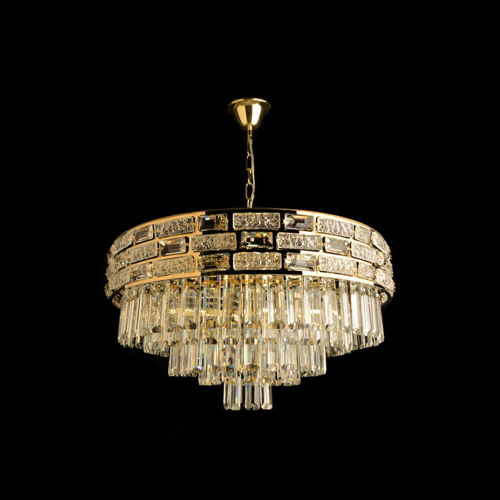 Candelabru Auriu Cristal 12 Becuri E27, Ø600 mm, Design Modern Elegant, Fara Telecomanda