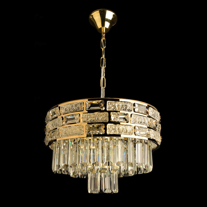 Candelabru Auriu Cristal 6 Becuri E27, Ø400 mm, Design Elegant Lux, Fara Telecomanda
