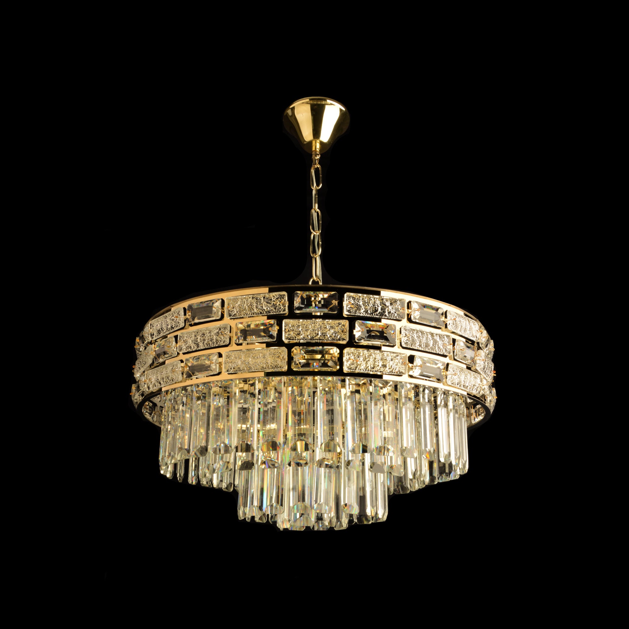 Candelabru Auriu Cristal 10 Becuri E27, Ø500 mm, Design Modern Luxos, Fara Telecomanda