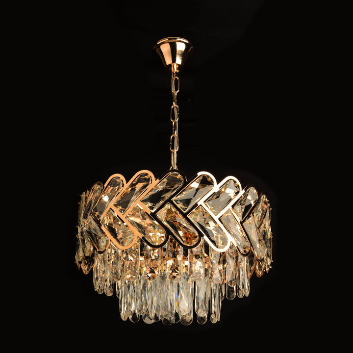 Candelabru Auriu Decor Cristal 6 Becuri E27, Ø400 mm, Design Modern Glam, Fara Telecomanda