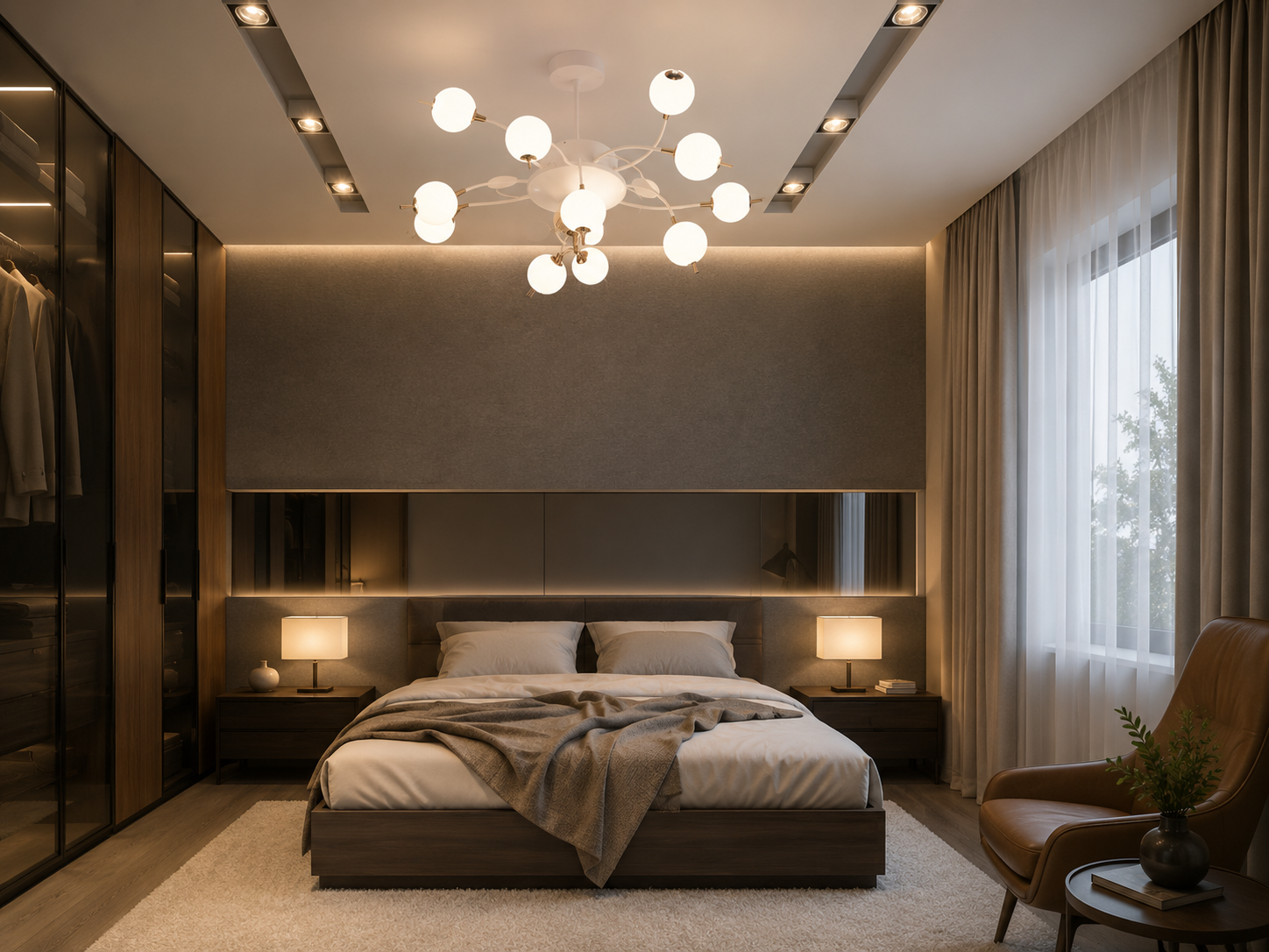 Lustră LED cu Telecomandă, 178W, 3000–6500K, Ø845mm, Alb cu Accente Aurii