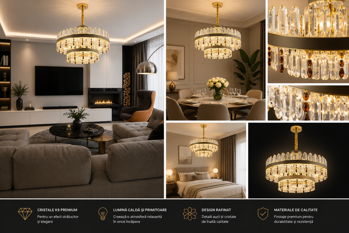 Candelabru Cristal Ø750+450MM,276W 8651/750+450
