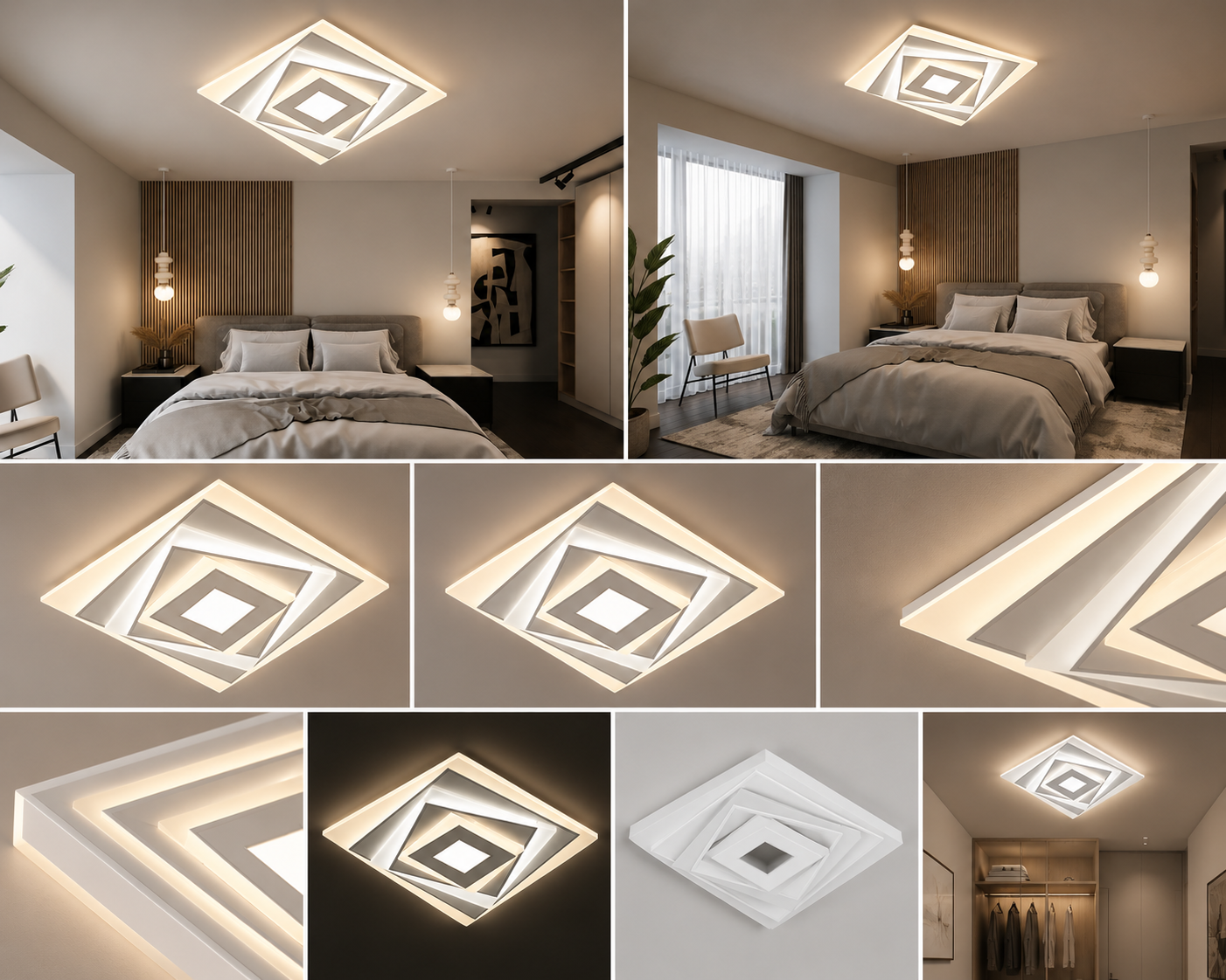 Plafoniera LED patrata 84W, 300×300 mm, lumină reglabila 3000–6500K – model 6040/300WH+CR