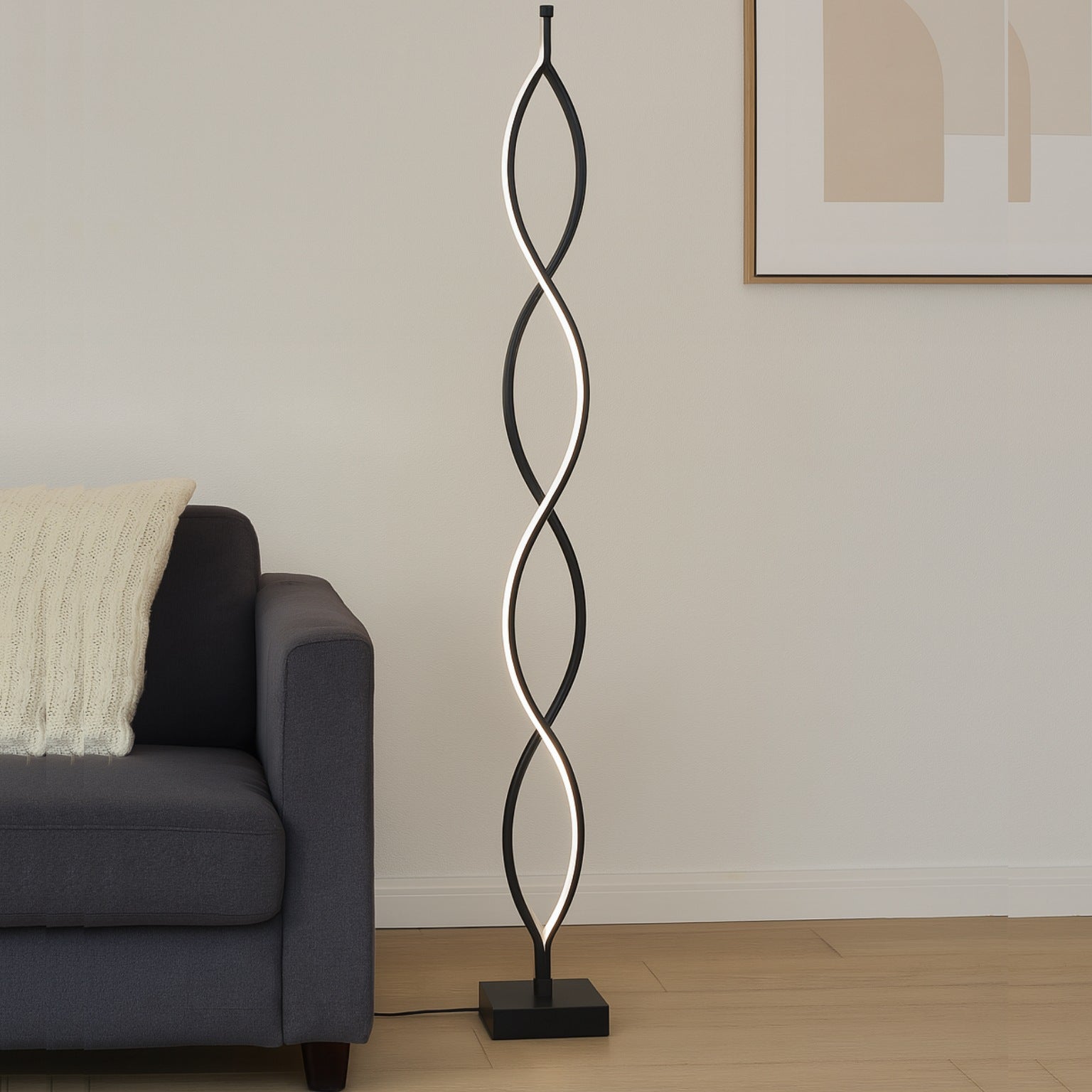 Lampadar LED Design Spirală – SX8633-BK | 104W, Negru Elegant